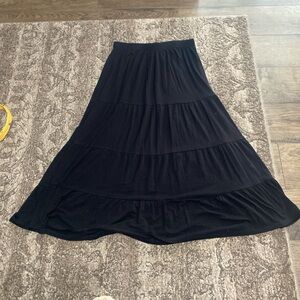 Chelsea & Theodore Black Tiered Maxi Skirt